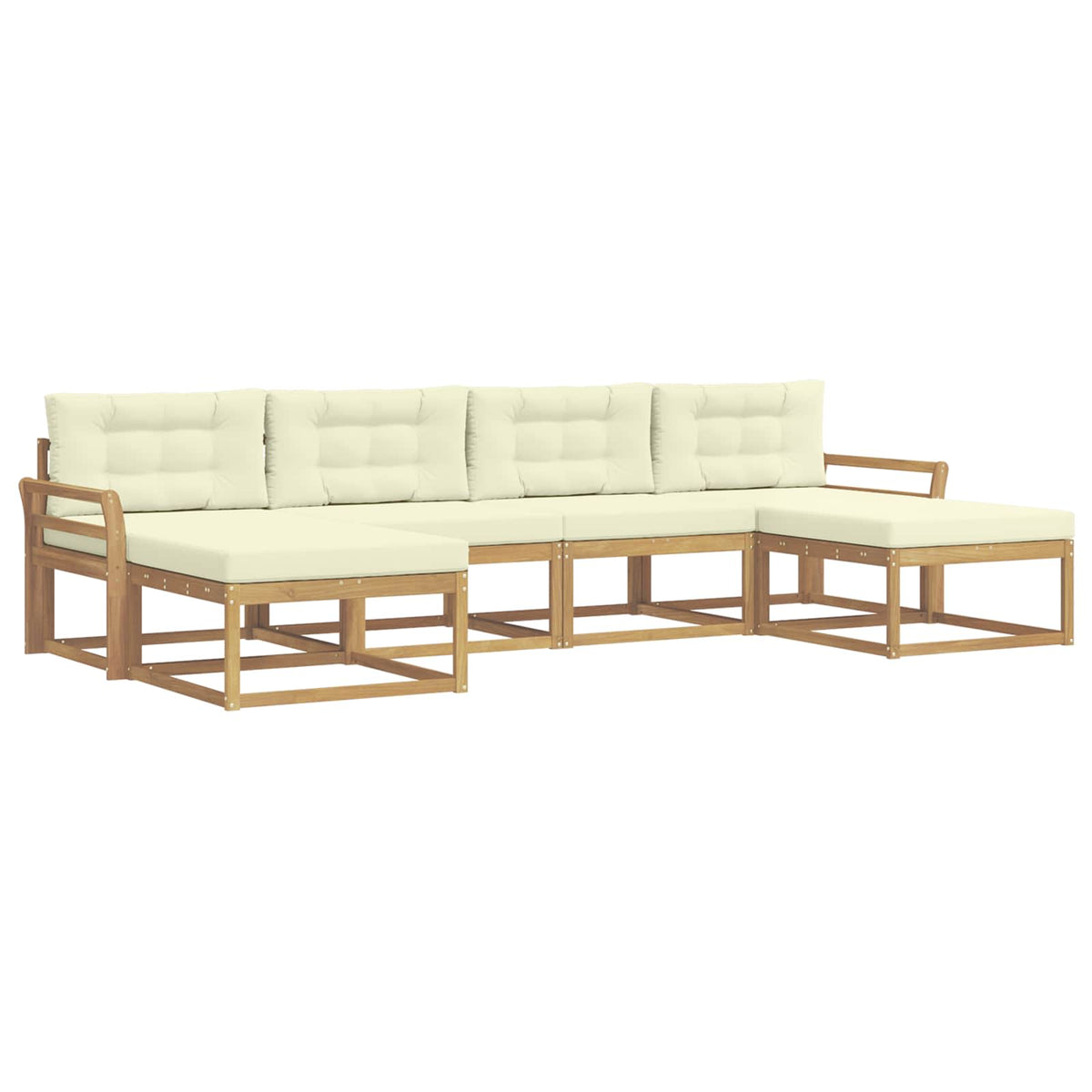 Set vanjskih sofa 6 kom. Bijela i krem Smeđa 333 x 162,5 x 73 cm
