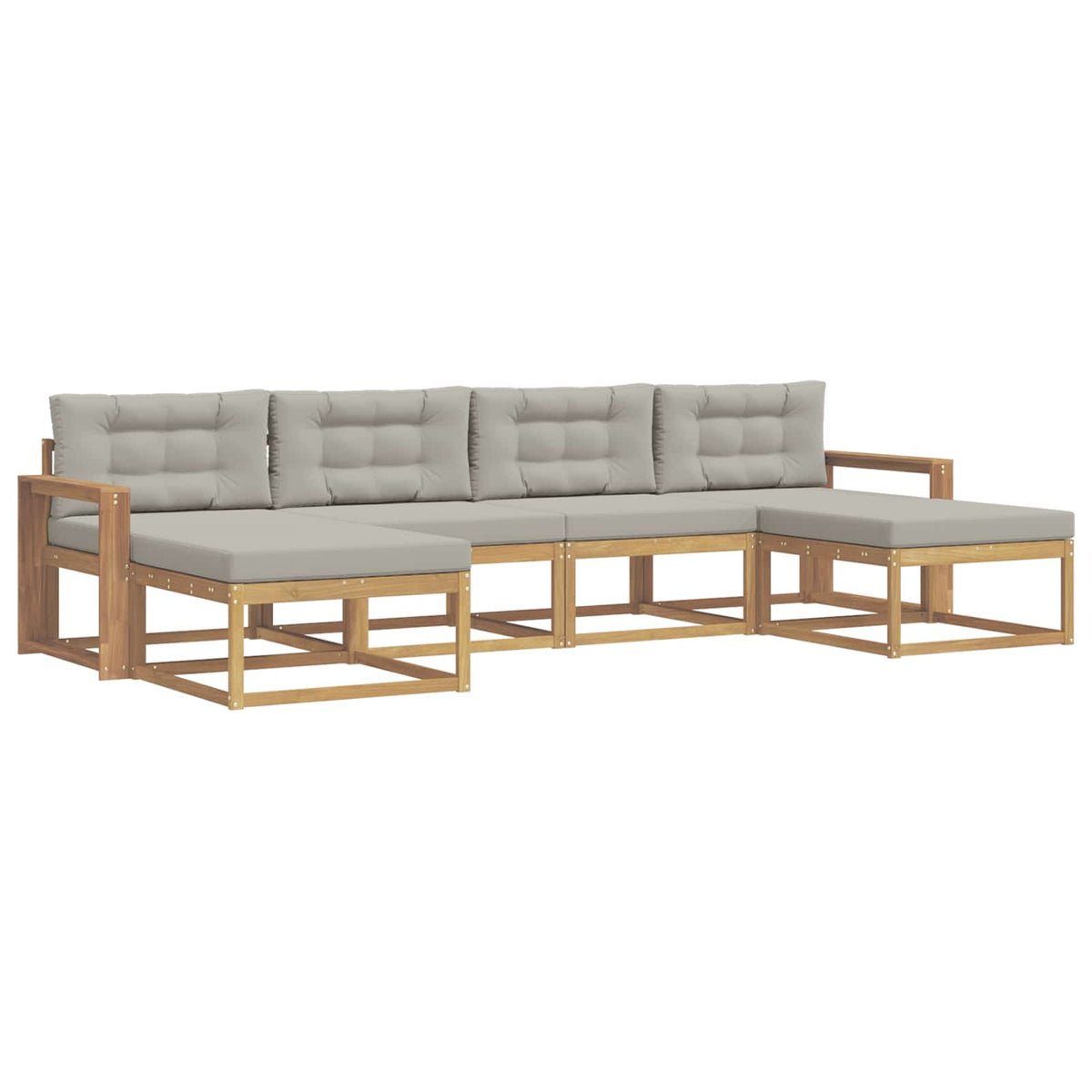 Set vanjskih sofa 6 kom. Bijela i svjetlosiva Smeđa 337 x 162,5 x 73 cm