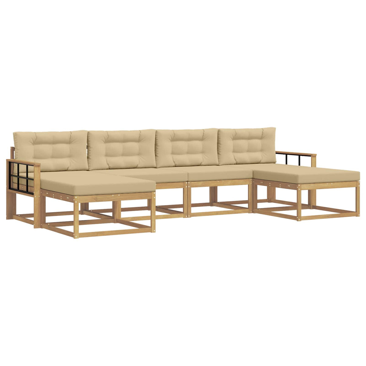 Set vanjskih sofa 6 kom. Bijela i bež Smeđa 329 x 162,5 x 73 cm