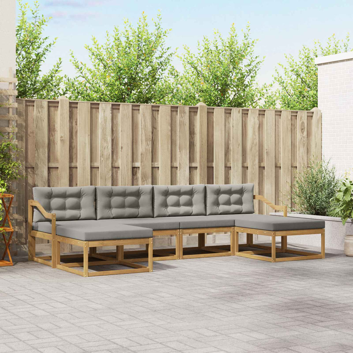 Set vanjskih sofa 6 kom. Bijela i svjetlosiva Smeđa 325 x 162,5 x 73 cm