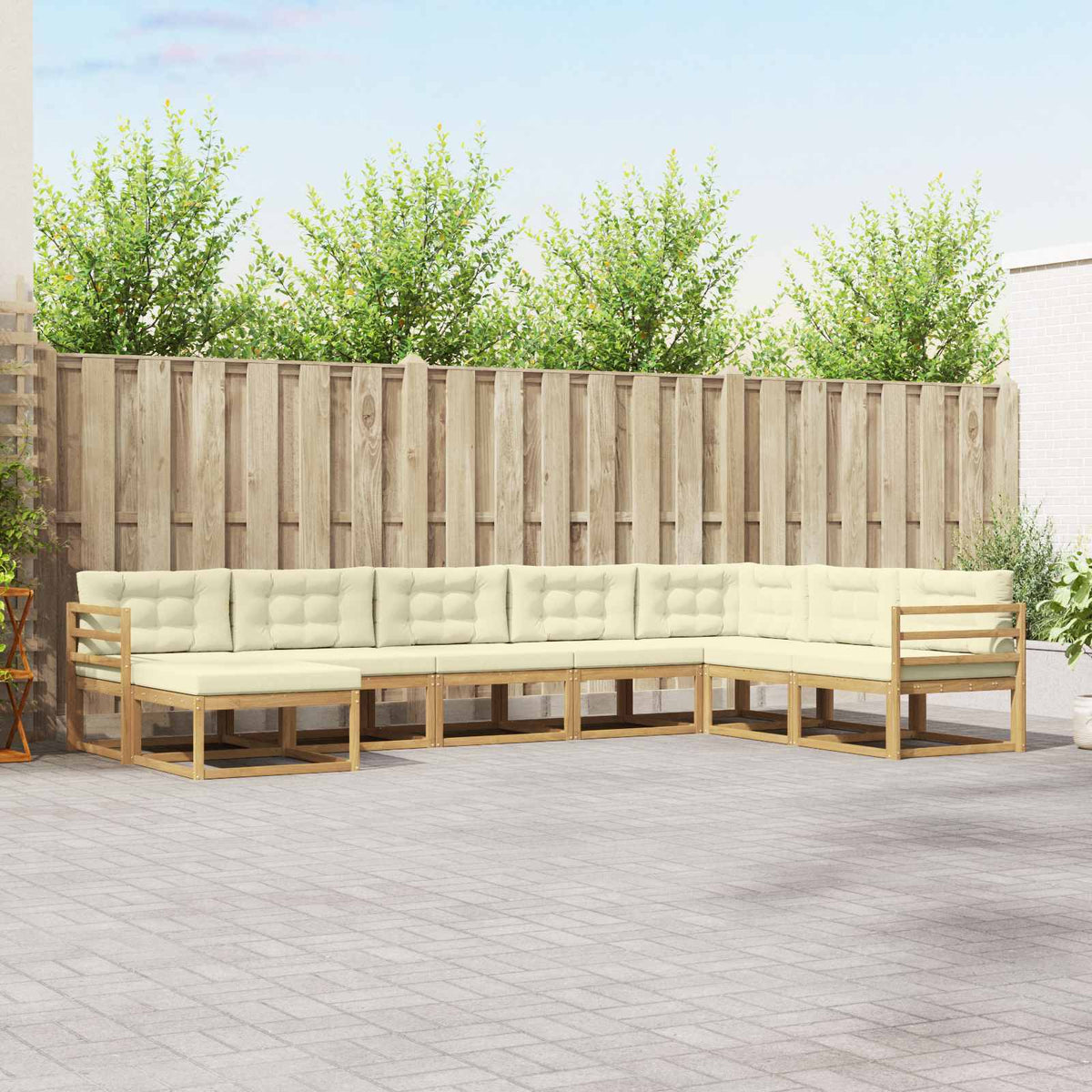 Set vanjskih sofa 8 kom. Bijela i krem 404 x 245,5 x 73 cm