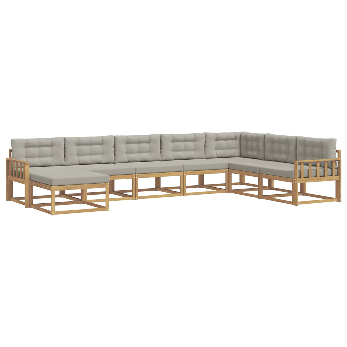 Set vanjskih sofa 8 kom. Bijela i svjetlosiva 406 x 247,5 x 73 cm