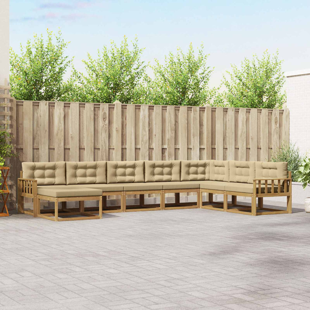 Set vanjskih sofa 8 kom. Bijela i bež 406 x 247,5 x 73 cm