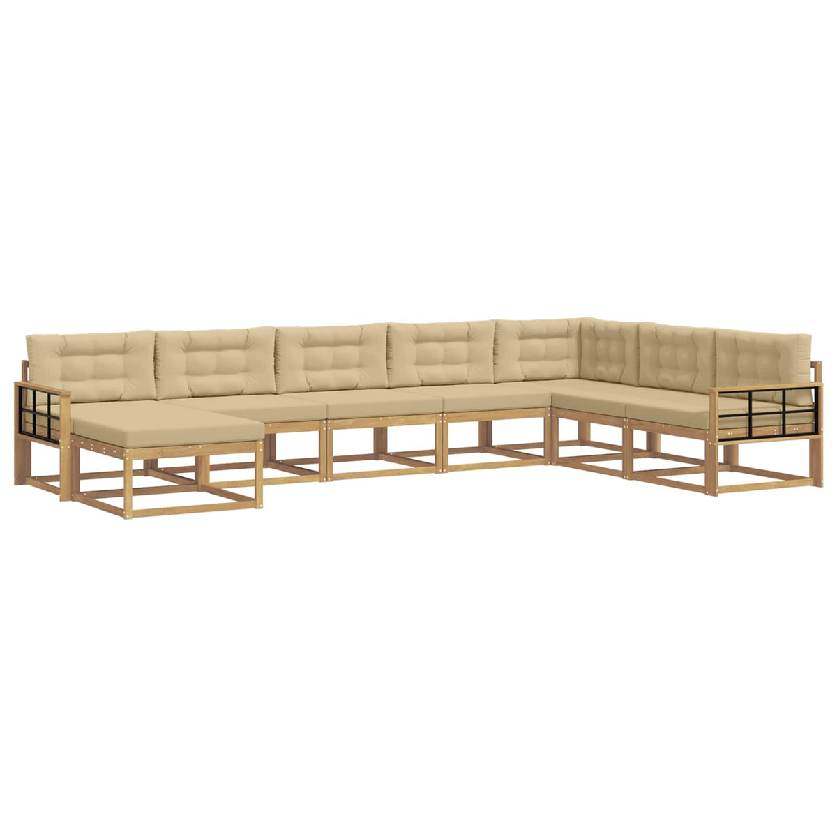 Set vanjskih sofa 8 kom. Bijela i bež 406 x 247,5 x 73 cm