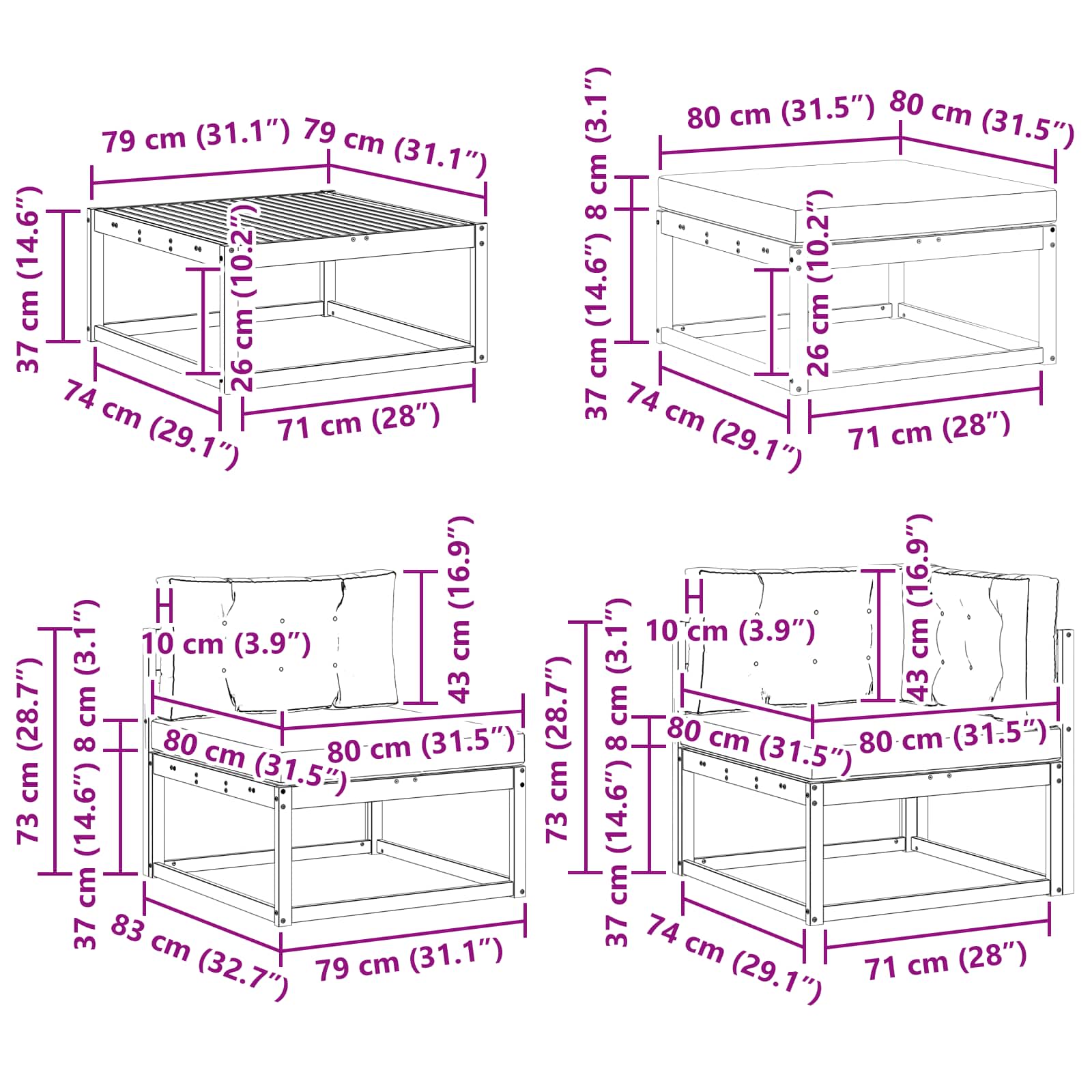 Set vanjskih sofa 9 pcs Bijela i svjetlosiva