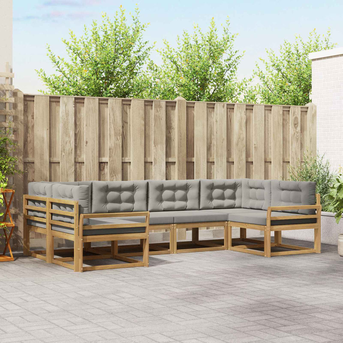 Set vanjskih sofa 6 kom. Bijela i svjetlosiva 325 x 170,5 x 73 cm