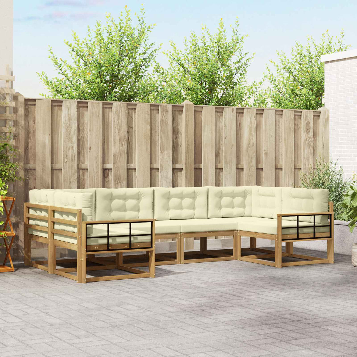 Set vanjskih sofa 6 kom. Bijela i krem 325 x 168,5 x 73 cm
