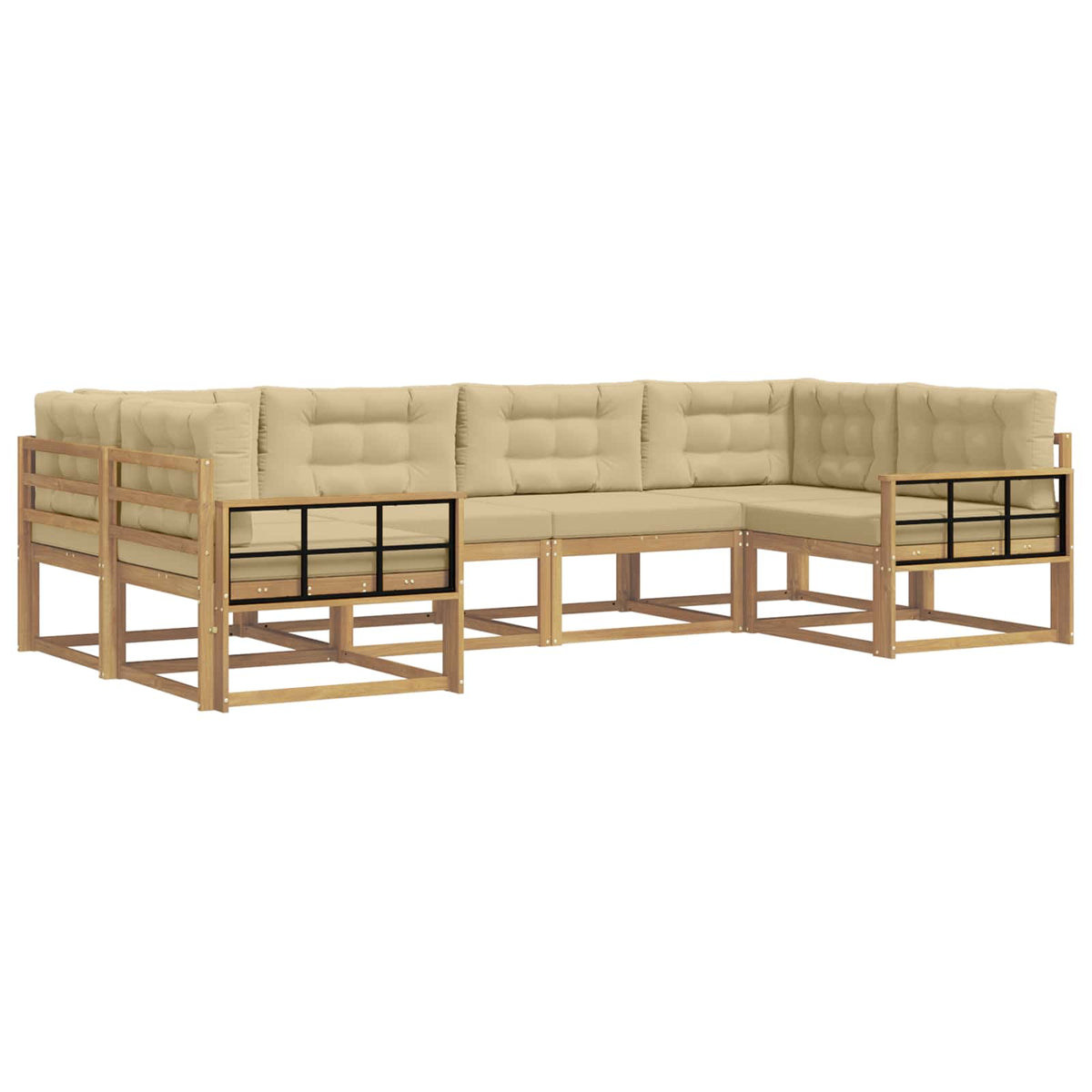 Set vanjskih sofa 6 kom. Bijela i bež 325 x 168,5 x 73 cm