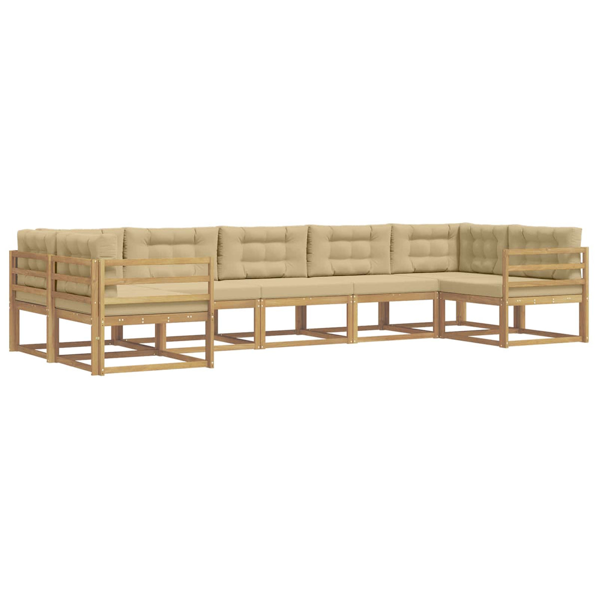 Set vanjskih sofa 7 kom. Bijela i bež Smeđa 404 x 166,5 x 73 cm