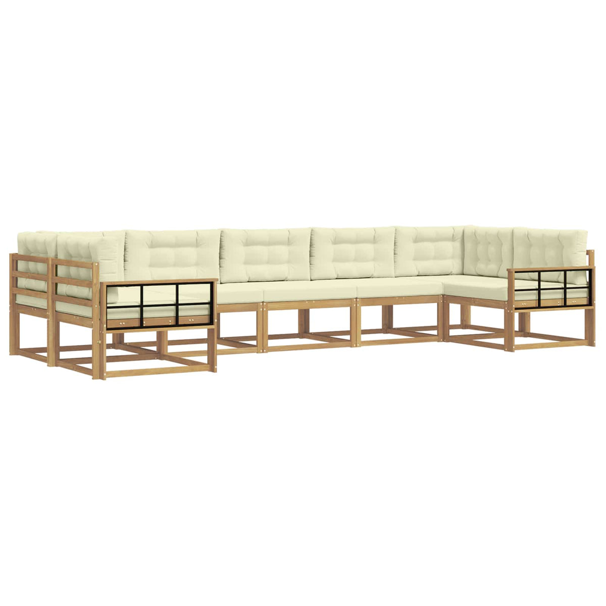 Set vanjskih sofa 7 kom. Bijela i krem Smeđa 404 x 168,5 x 73 cm