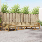 Set vanjskih sofa 7 kom. Bijela i bež Smeđa 404 x 166,5 x 73 cm