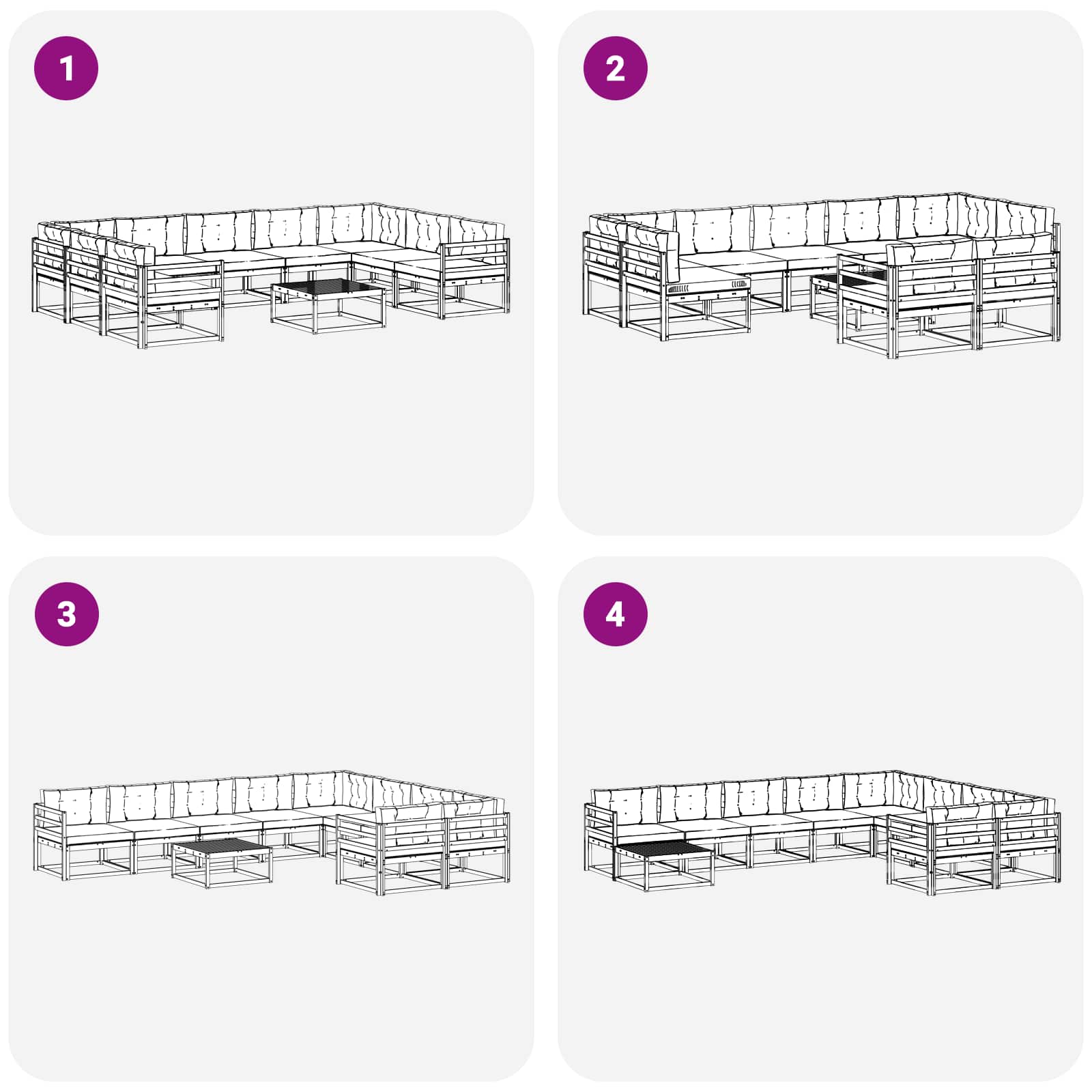 Set vanjskih sofa s jastukom 10 pcs Bijela i bež