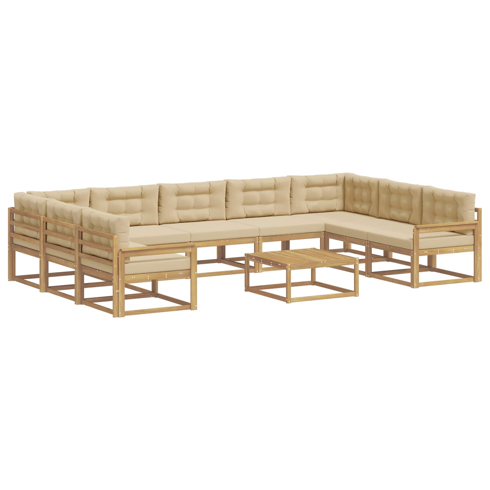 Set vanjskih sofa s jastukom 10 pcs Bijela i bež