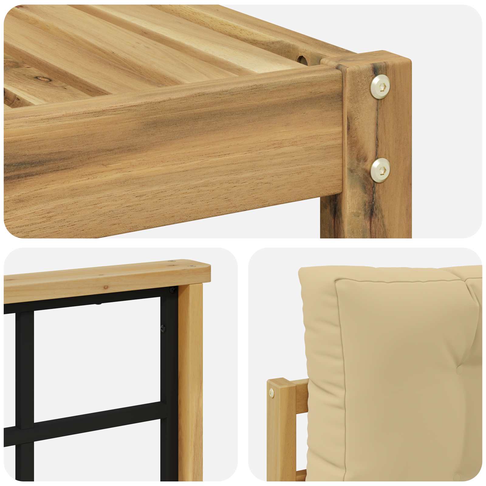 Set vanjskih sofa s jastukom 10 pcs Bijela i bež