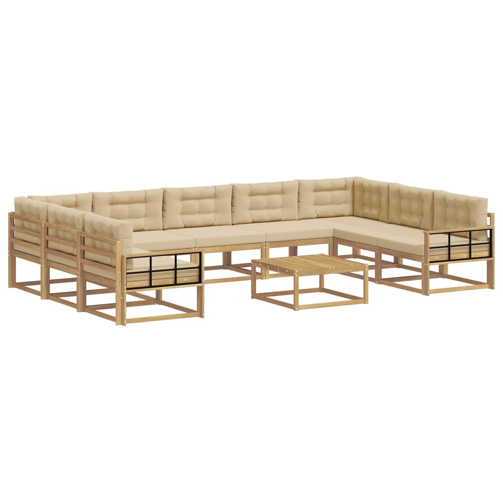 Set vanjskih sofa s jastukom 10 pcs Bijela i bež