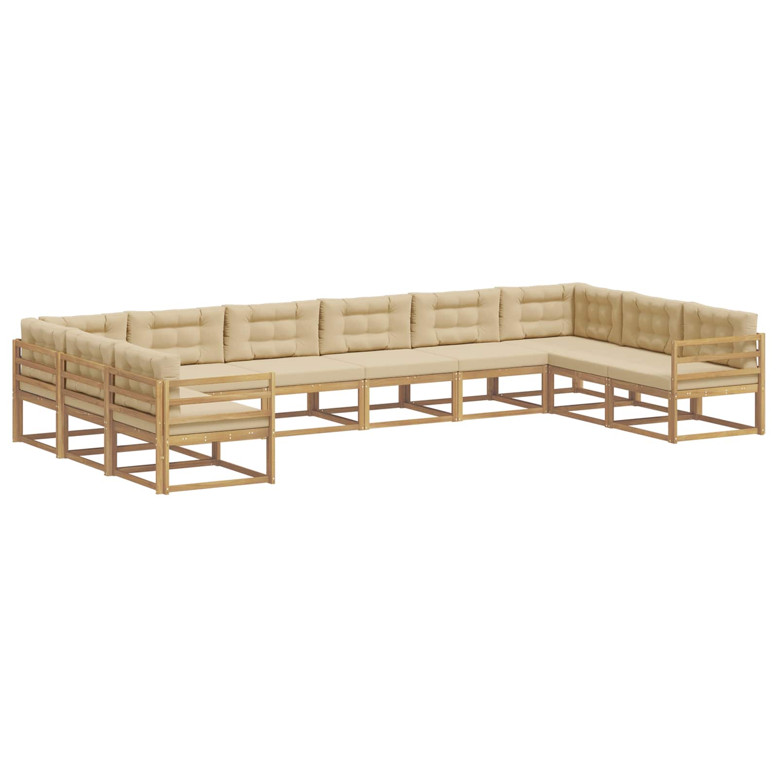 Set vanjskih sofa s jastukom 10 pcs Bijela i bež