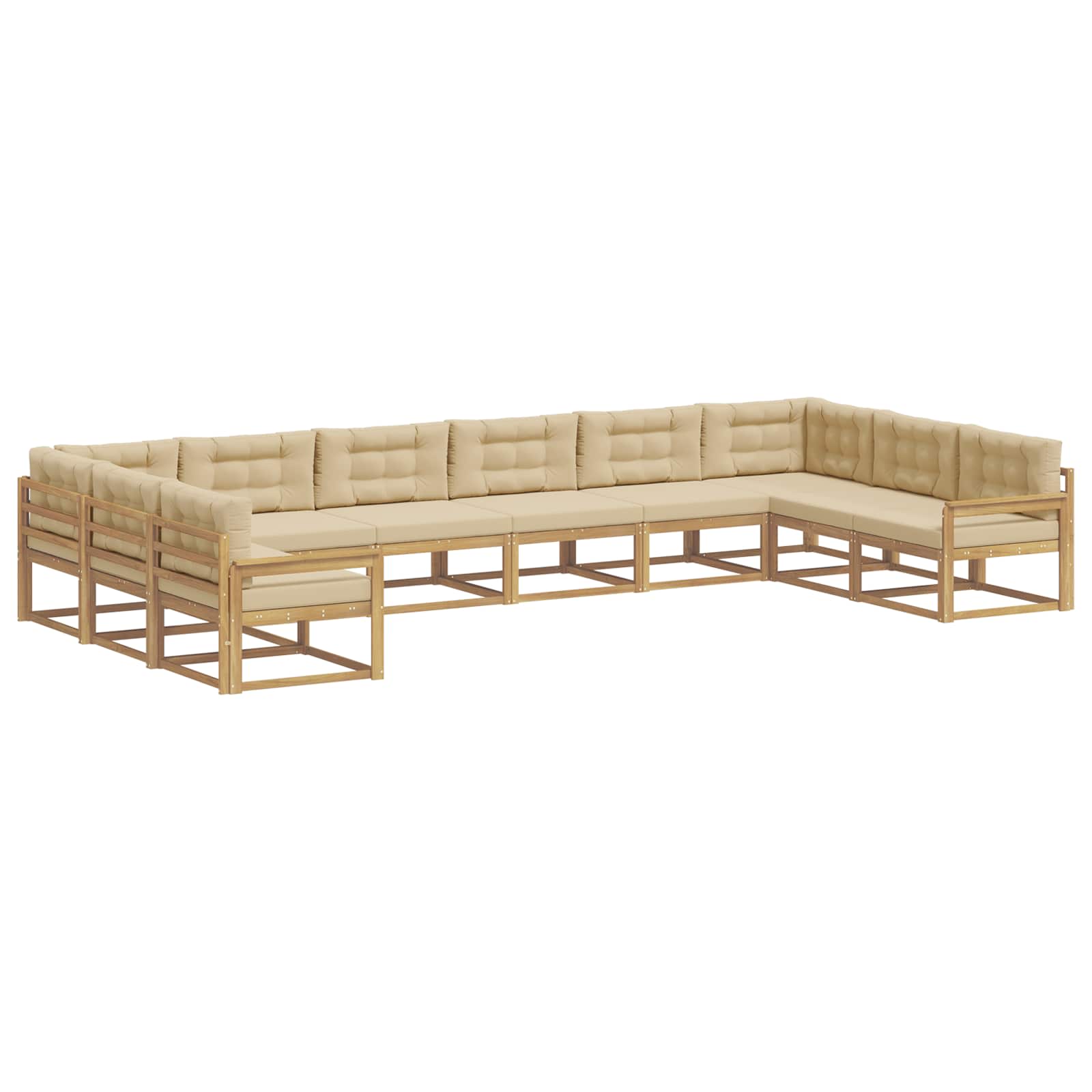 Set vanjskih sofa s jastukom 10 pcs Bijela i bež