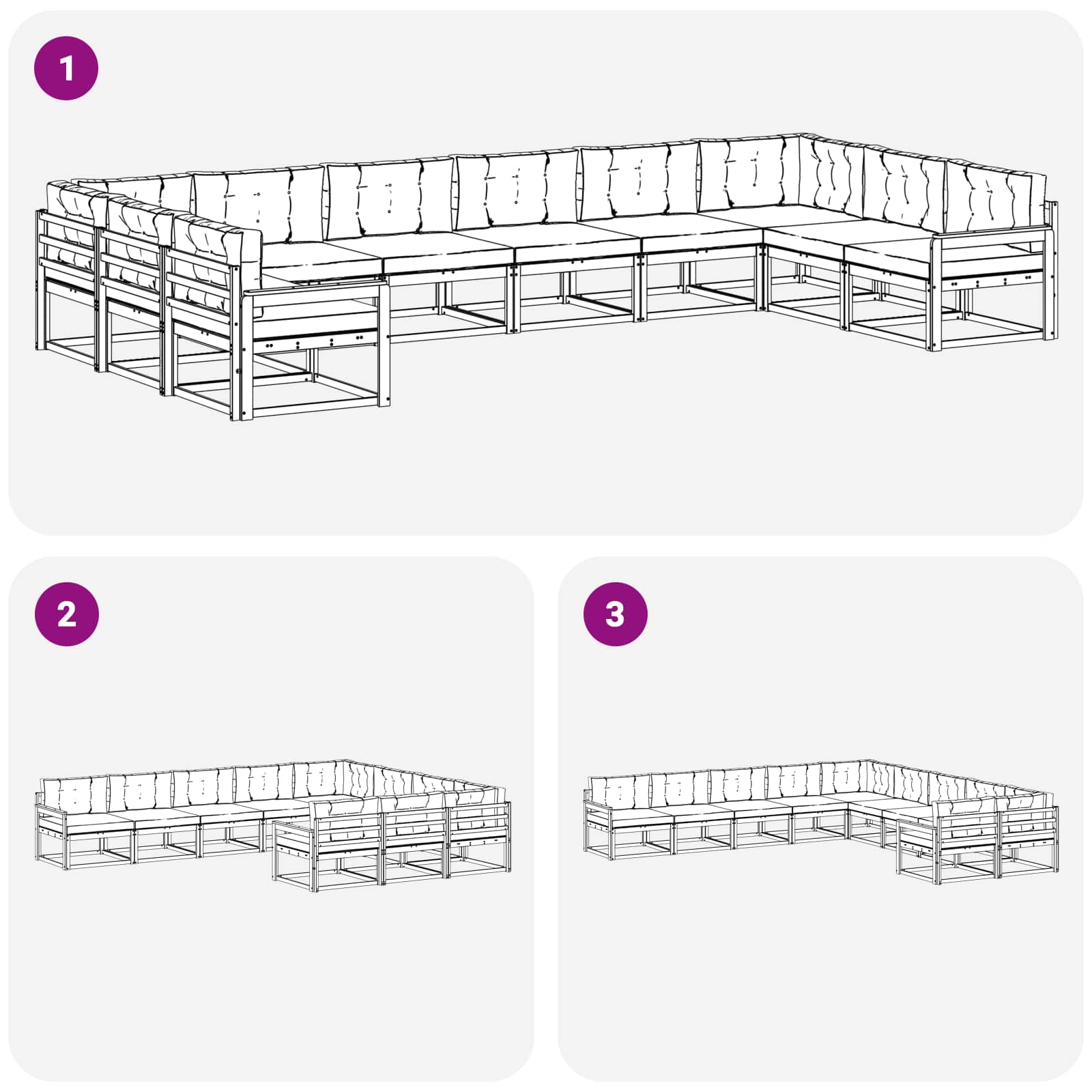 Set vanjskih sofa s jastukom 10 pcs Bijela i bež
