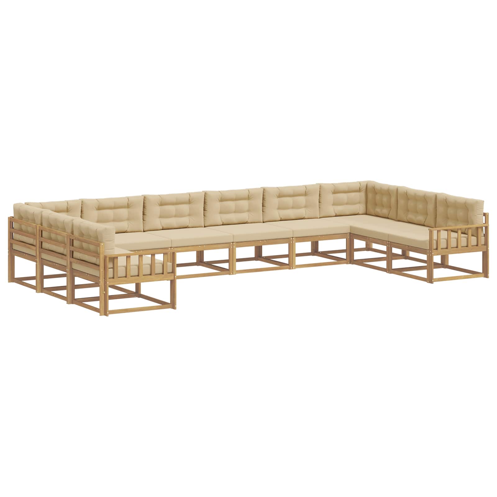 Set vanjskih sofa s jastukom 10 pcs Bijela i bež