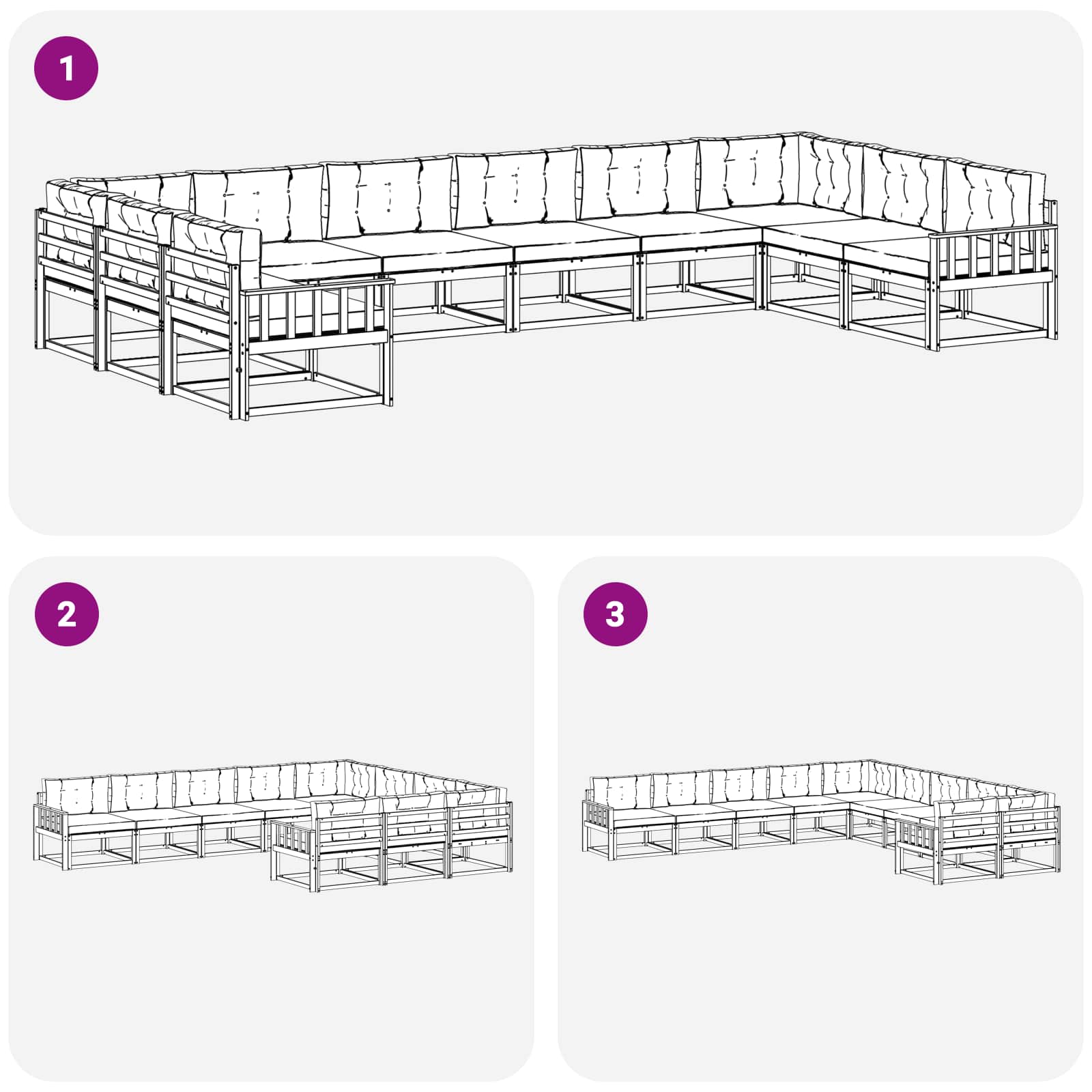 Set vanjskih sofa s jastukom 10 pcs Bijela i bež