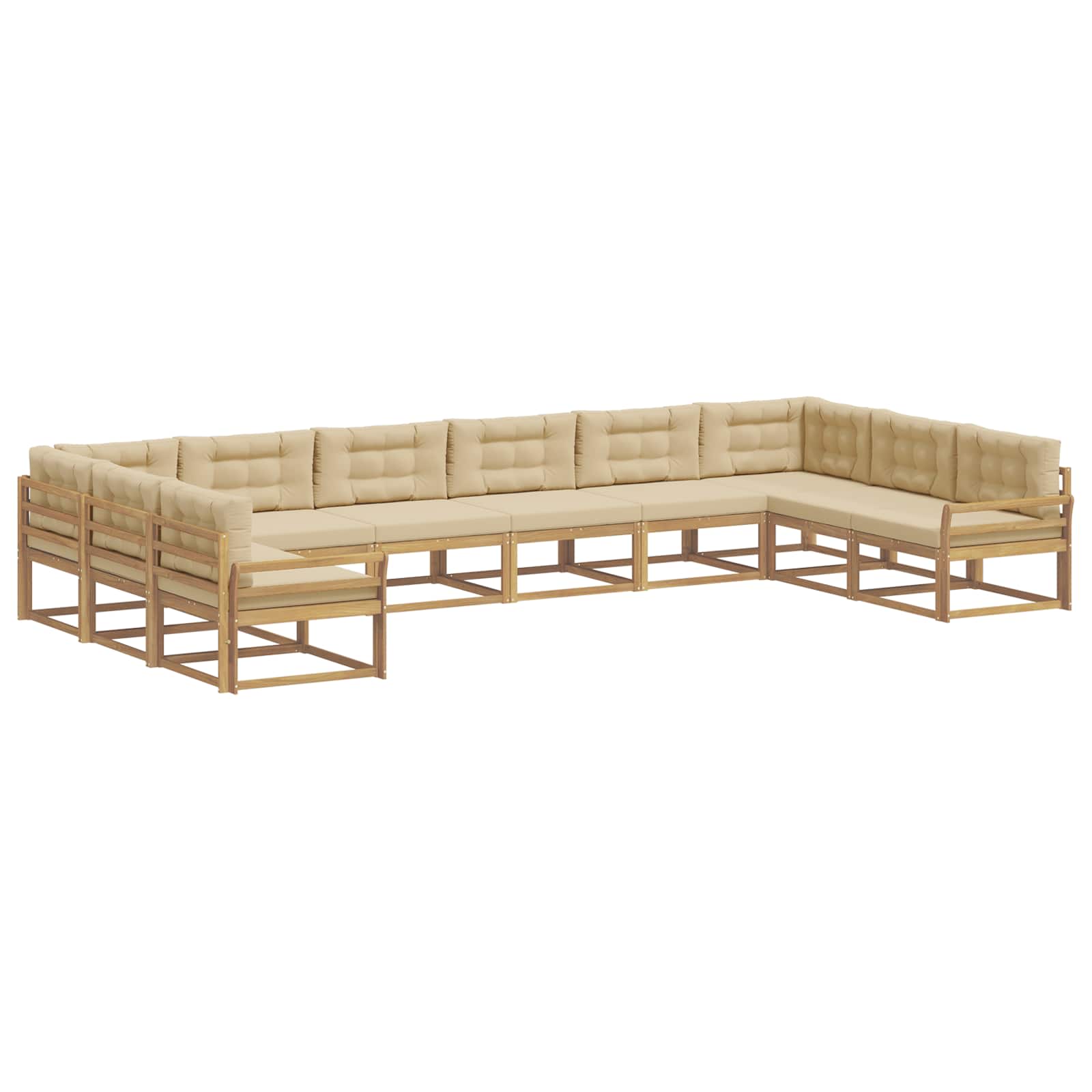 Set vanjskih sofa s jastukom 10 pcs Bijela i bež