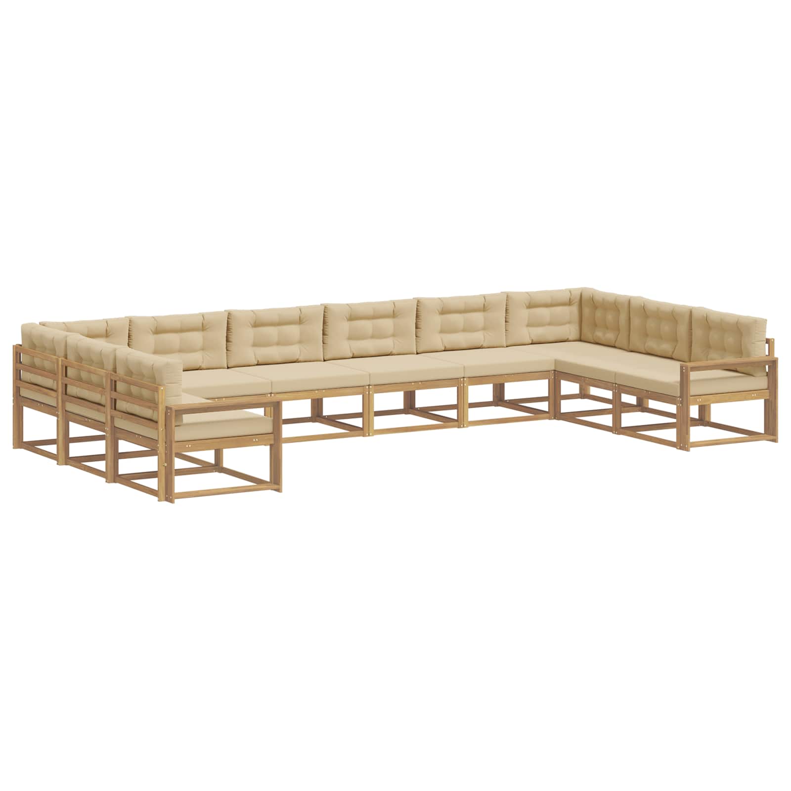 Set vanjskih sofa s jastukom 10 pcs Bijela i bež