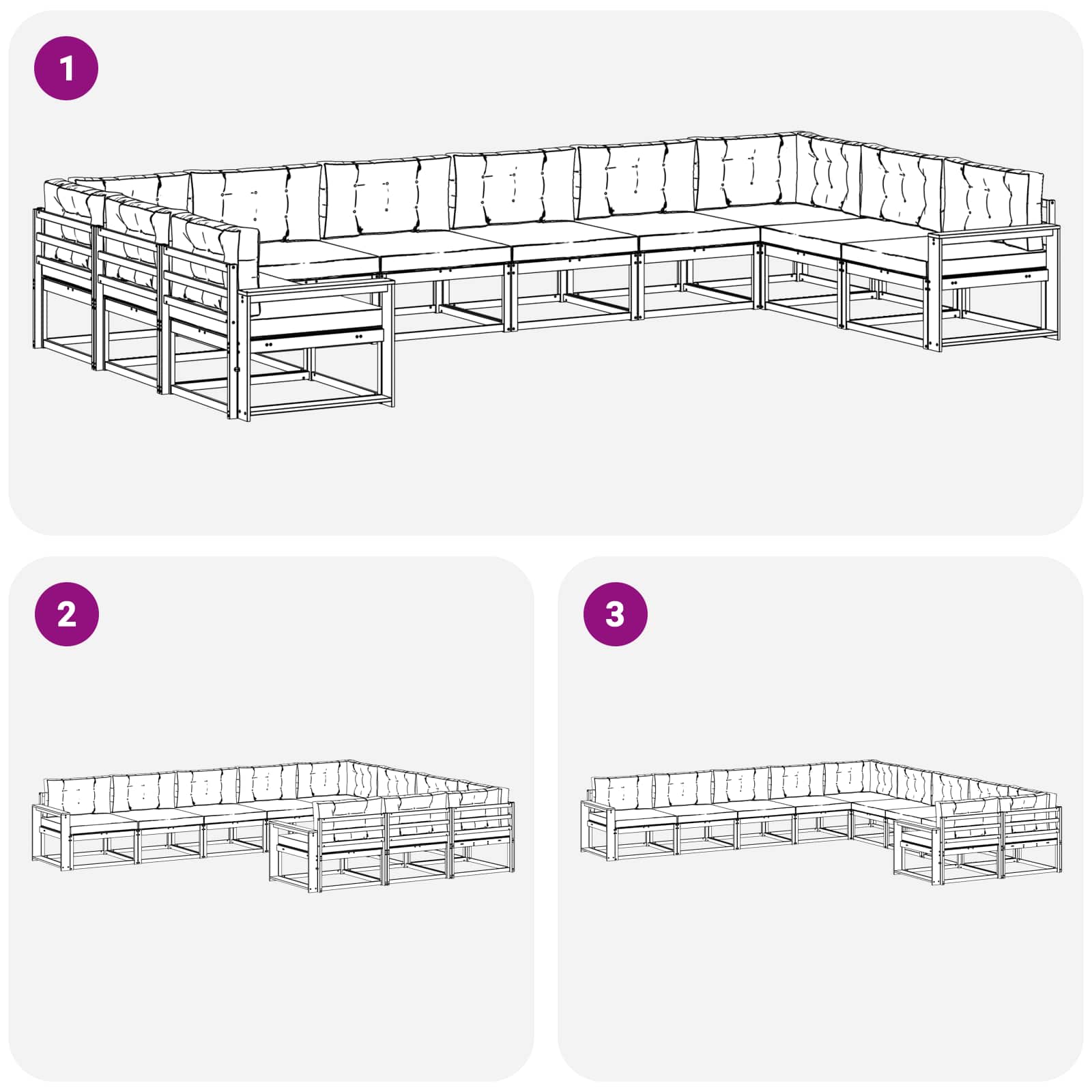 Set vanjskih sofa s jastukom 10 pcs Bijela i bež