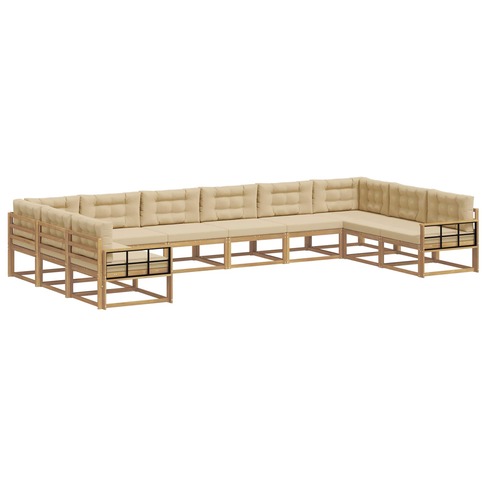 Set vanjskih sofa s jastukom 10 pcs Bijela i bež
