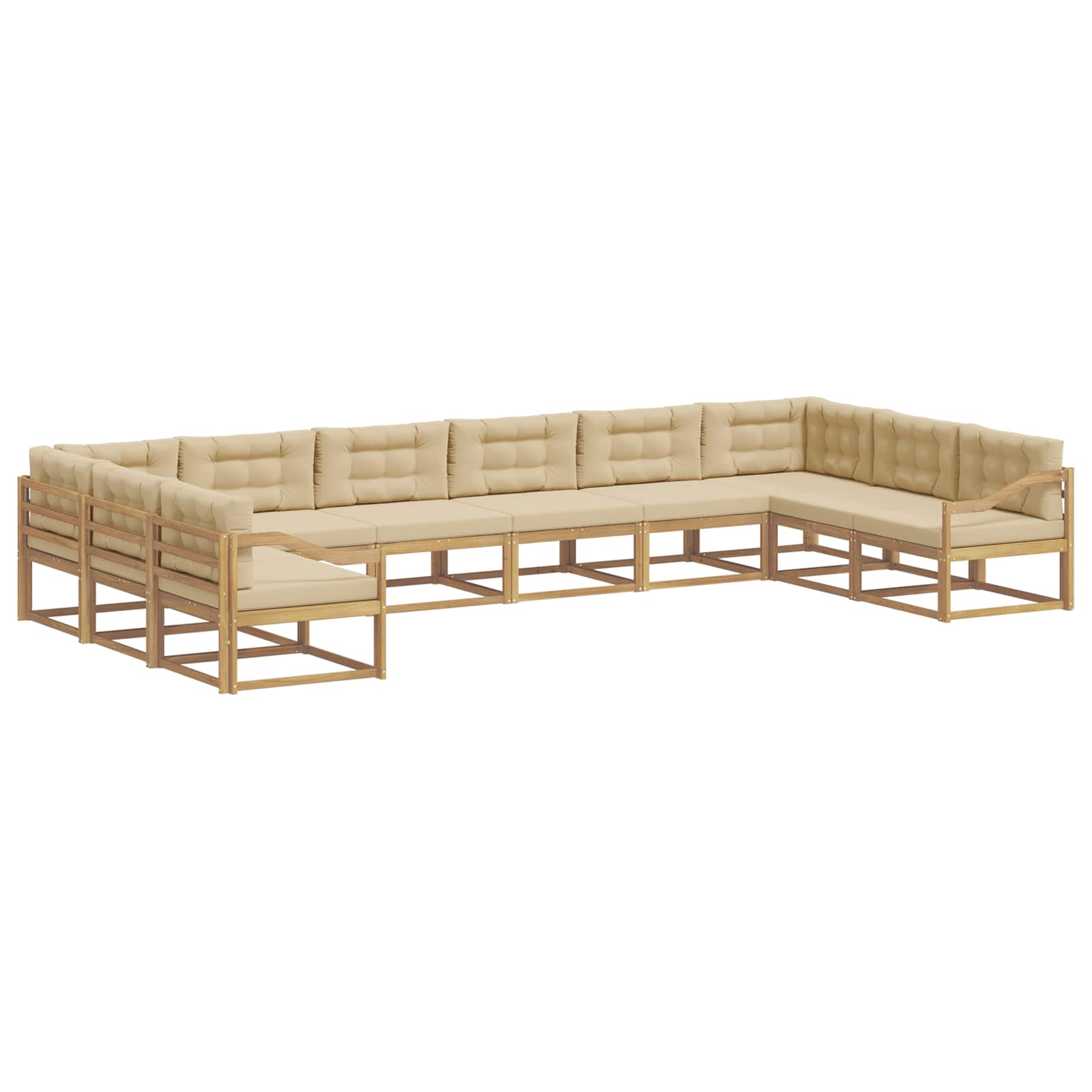 Set vanjskih sofa s jastukom 10 pcs Bijela i bež