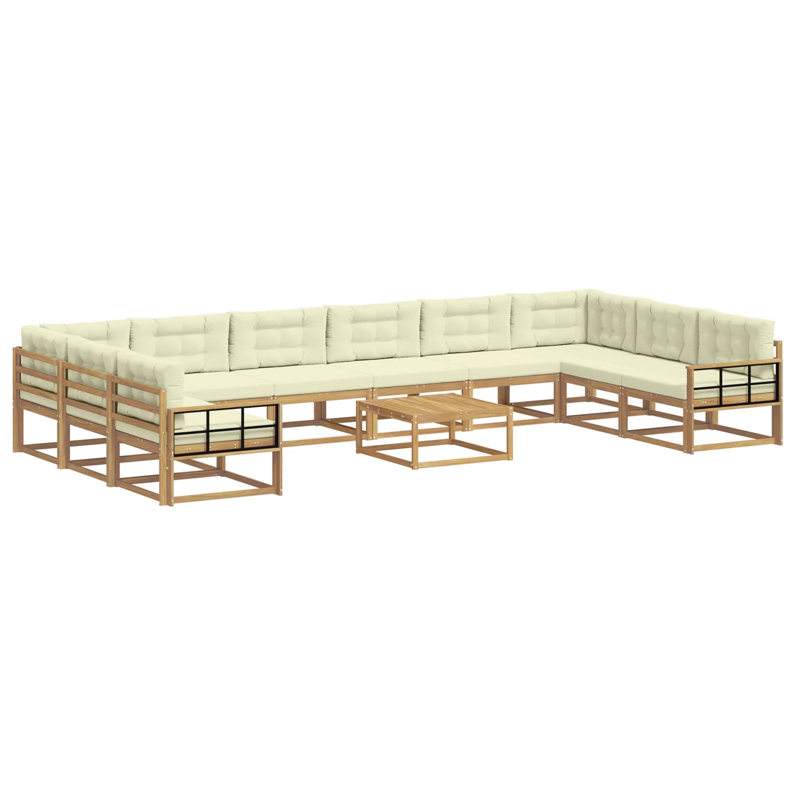 Set vanjskih sofa s jastukom 11 pcs Bijela i krem