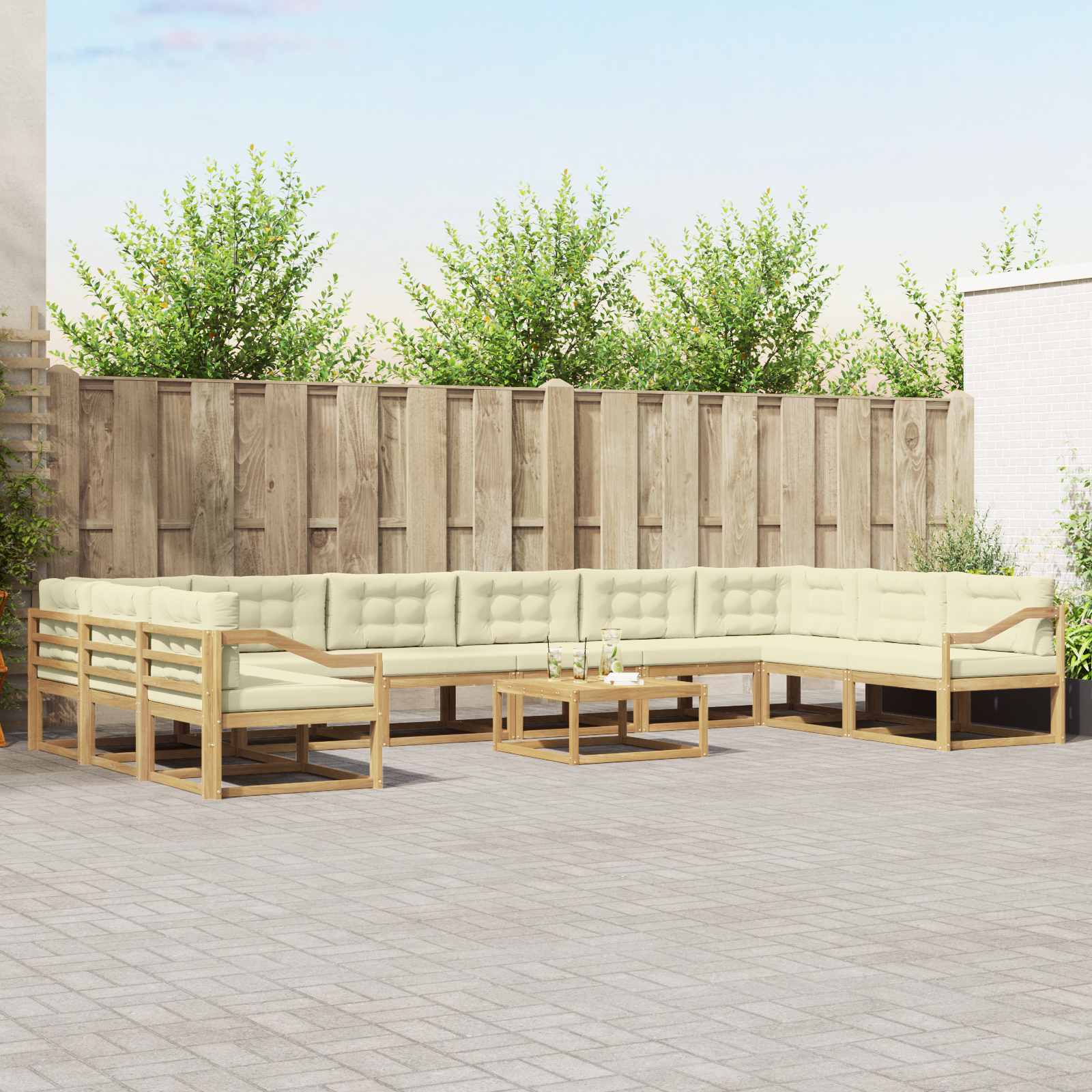 Set vanjskih sofa s jastukom 11 pcs Bijela i krem