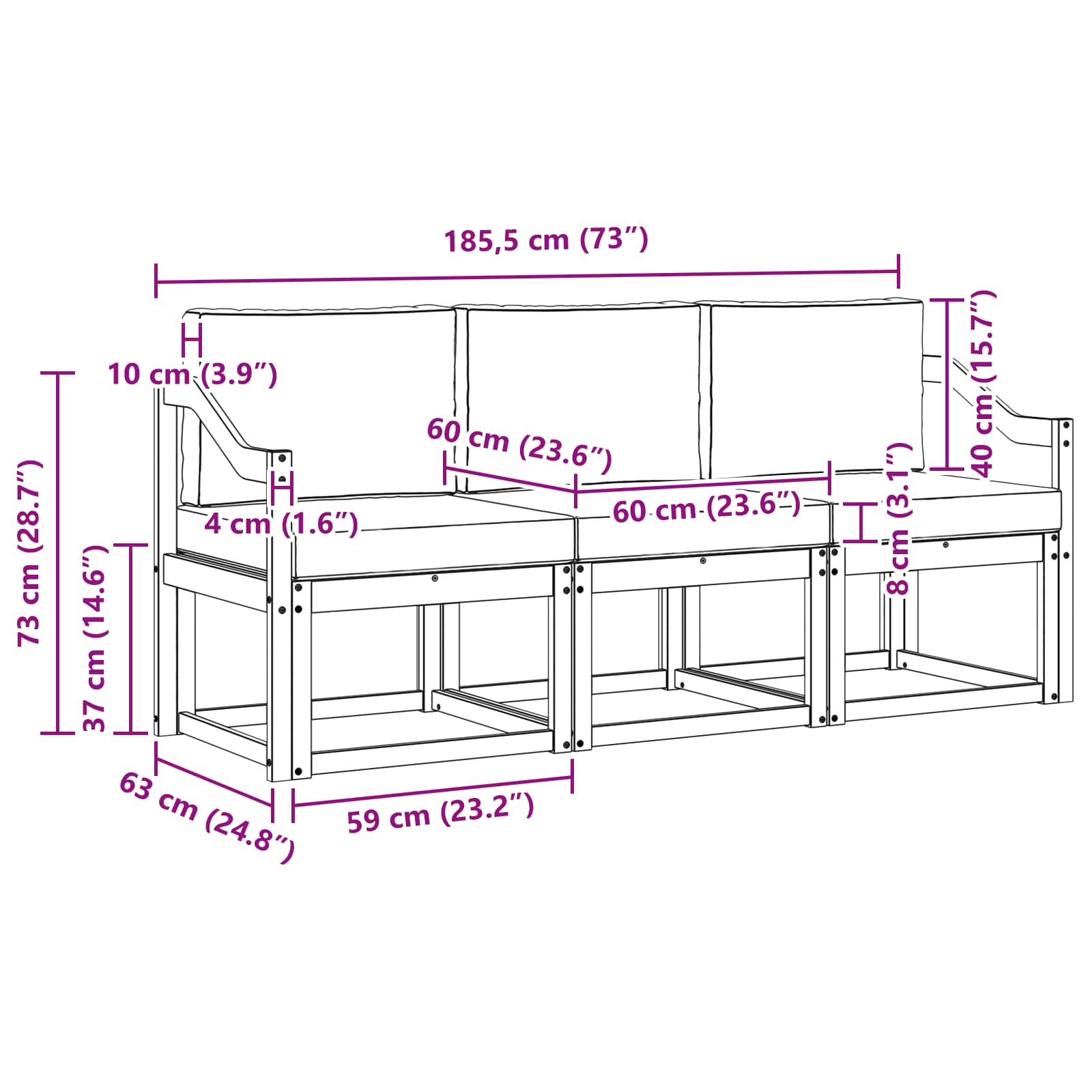 Set vanjskih sofa 3 pcs