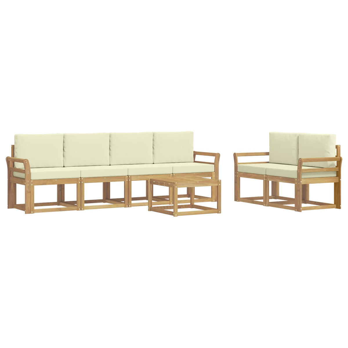 Set vanjskih sofa 7 kom. Bijela i krem 59 x 59 x 37 cm