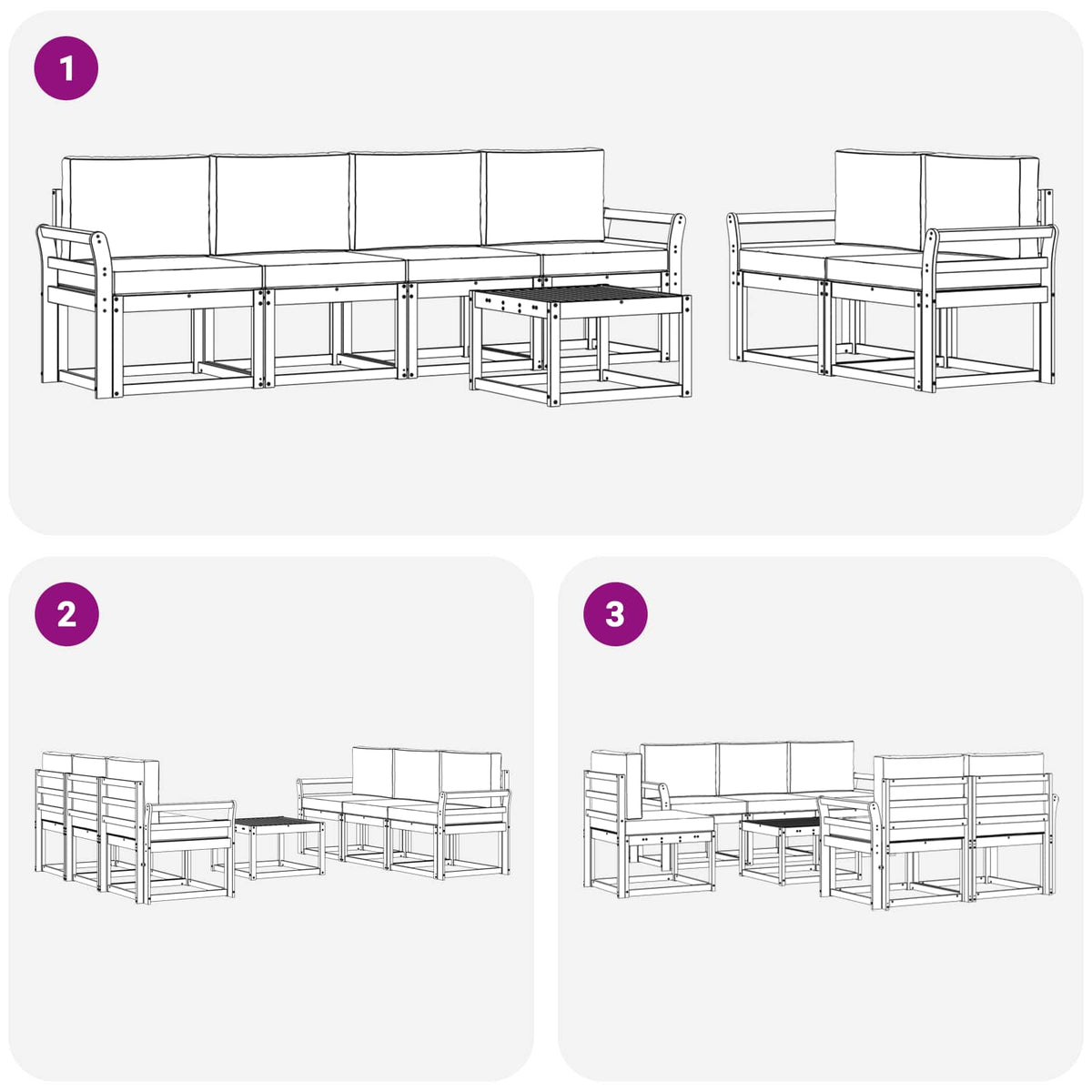 Set vanjskih sofa 7 kom. Bijela i krem 59 x 59 x 37 cm