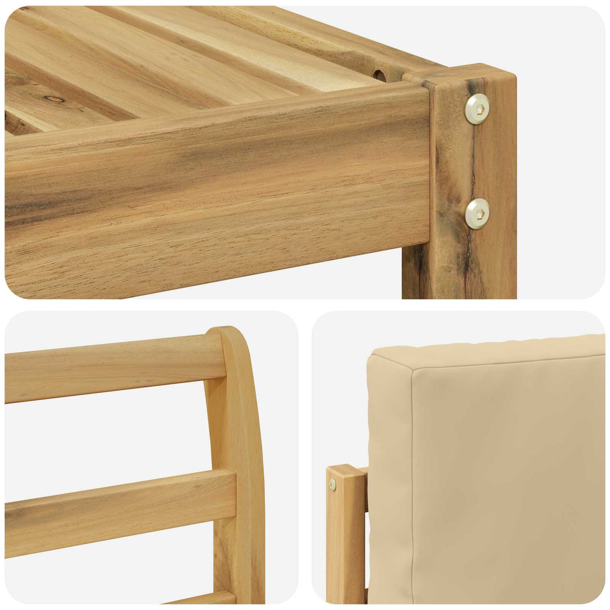 Set vanjskih sofa 7 kom. Bijela i bež 59 x 59 x 37 cm