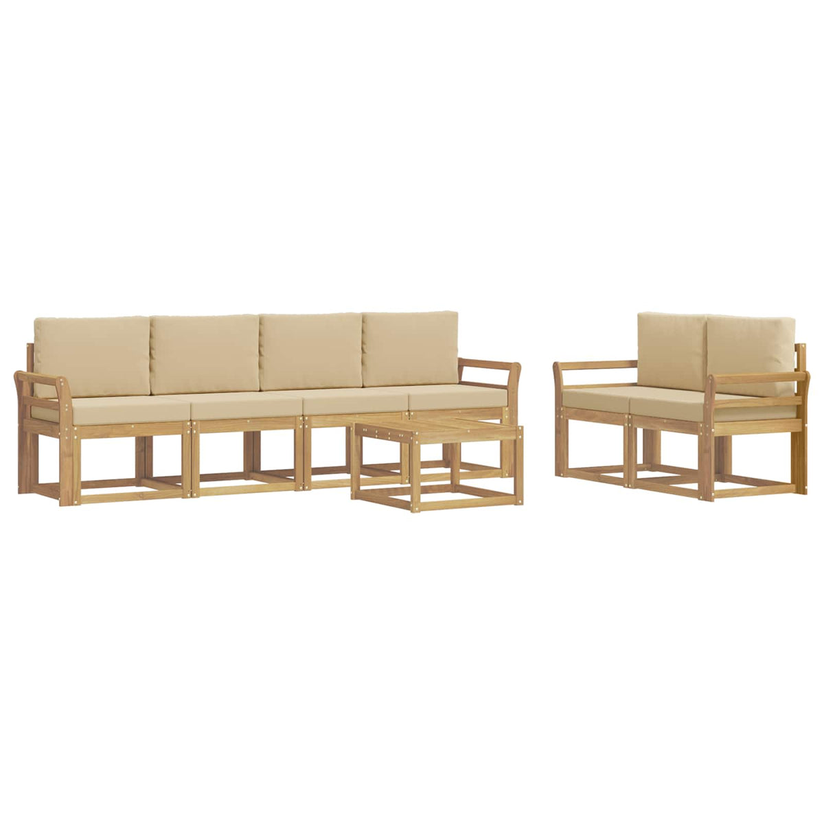 Set vanjskih sofa 7 kom. Bijela i bež 59 x 59 x 37 cm