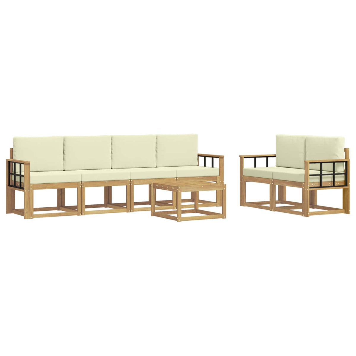 Set vanjskih sofa 7 kom. Bijela i krem 59 x 59 x 37 cm