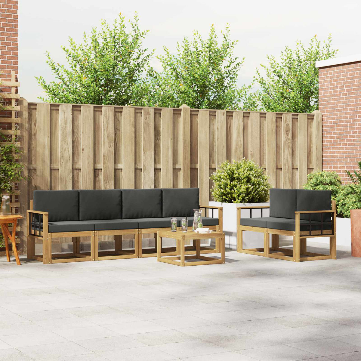 Set vanjskih sofa 7 kom. Bijela i antracit 59 x 59 x 37 cm