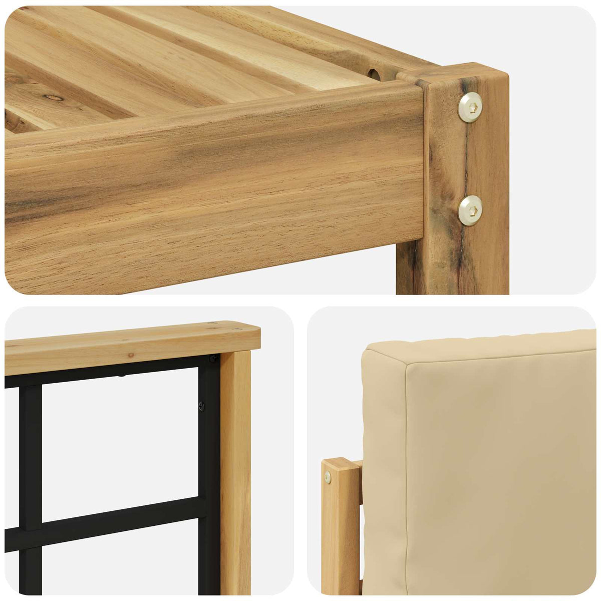 Set vanjskih sofa 7 kom. Bijela i bež 59 x 59 x 37 cm