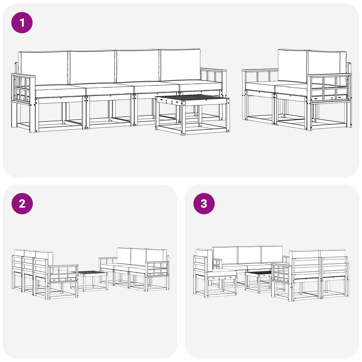 Set vanjskih sofa 7 kom. Bijela i bež 59 x 59 x 37 cm