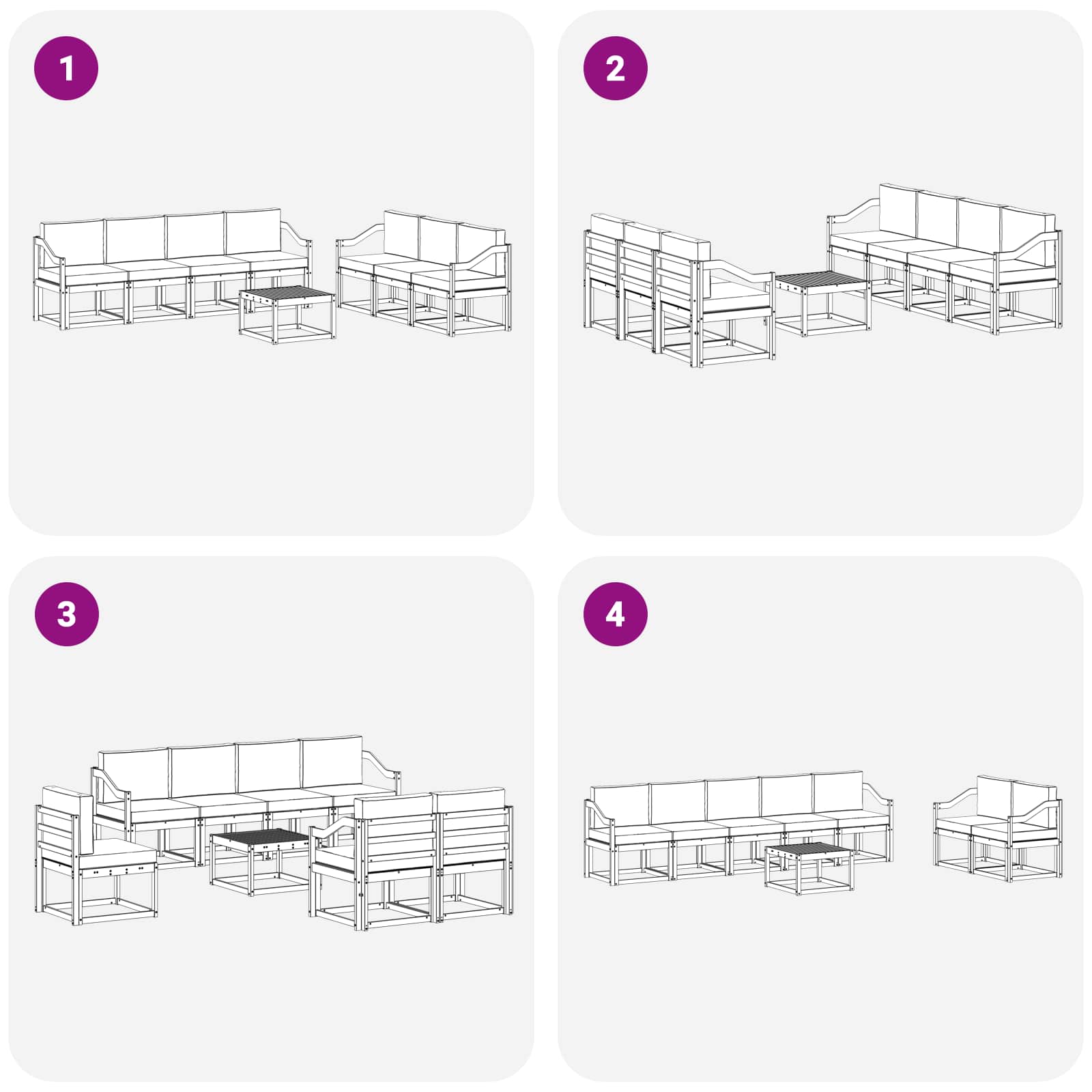 Set vanjskih sofa 8 pcs Bijela 59 x 59 x 37 cm
