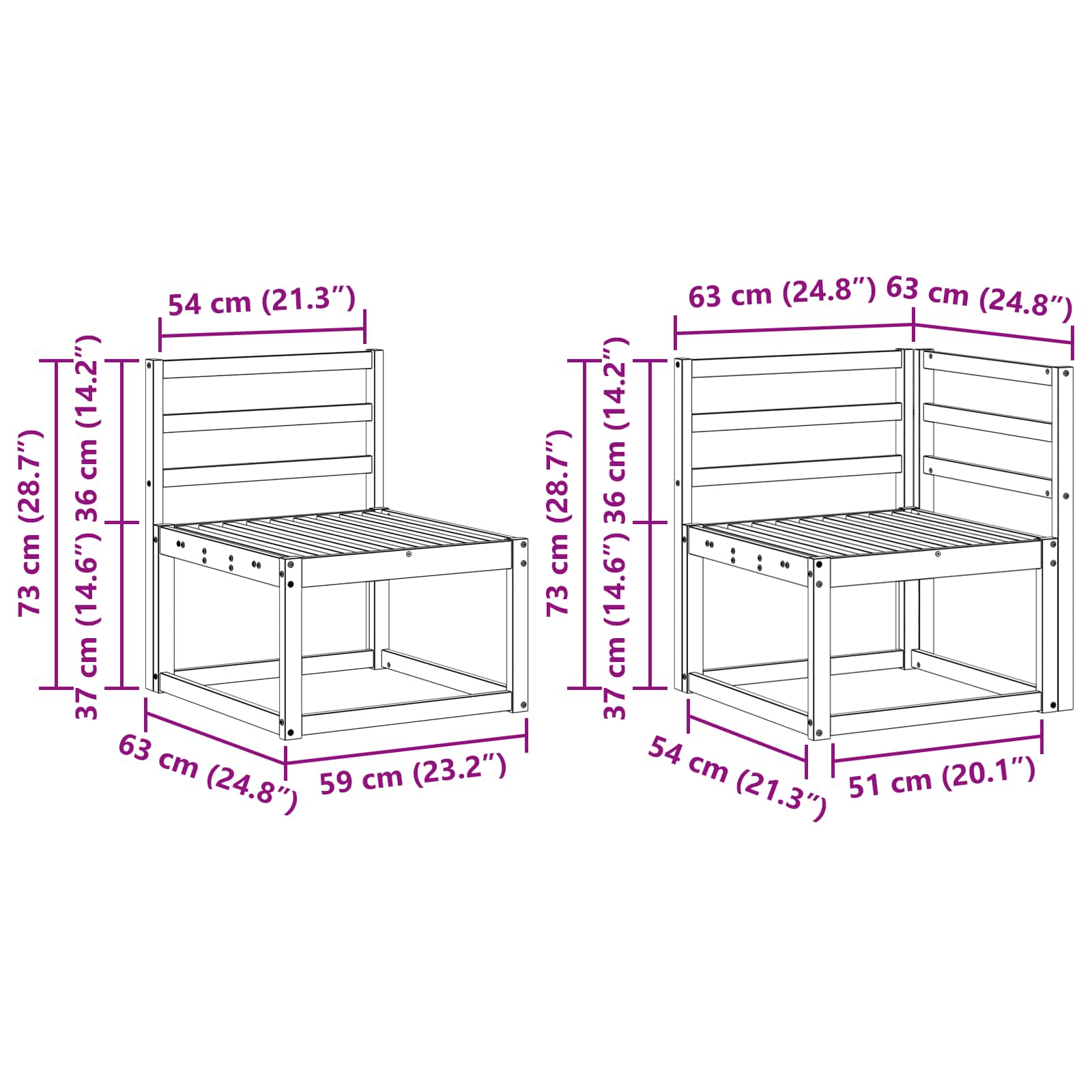 Set vanjskih sofa 4 pcs Bijela 187,5 x 128,5 x 73 cm