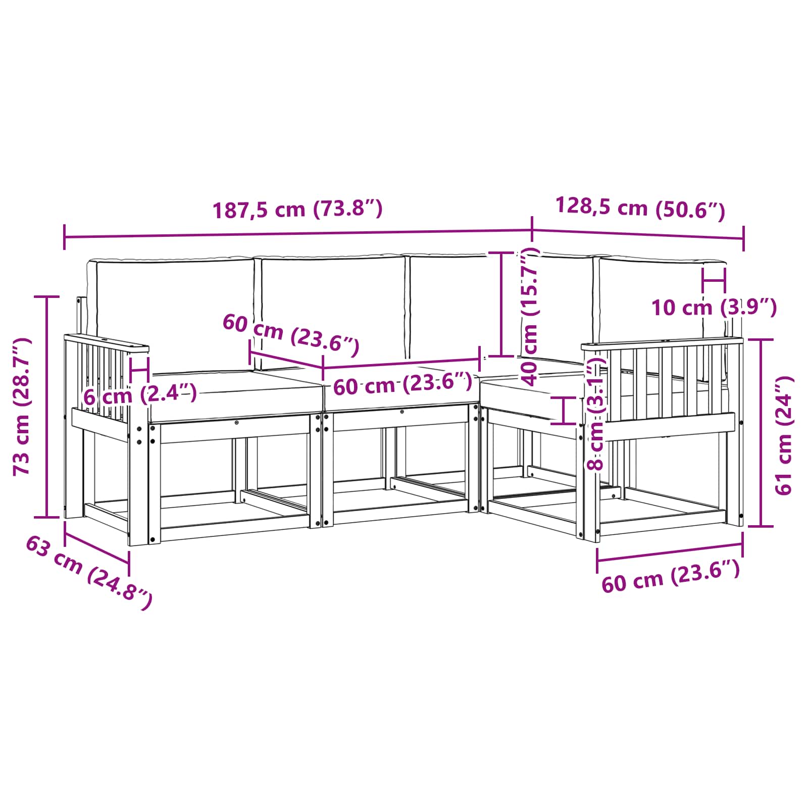 Set vanjskih sofa 4 pcs Bijela i krem