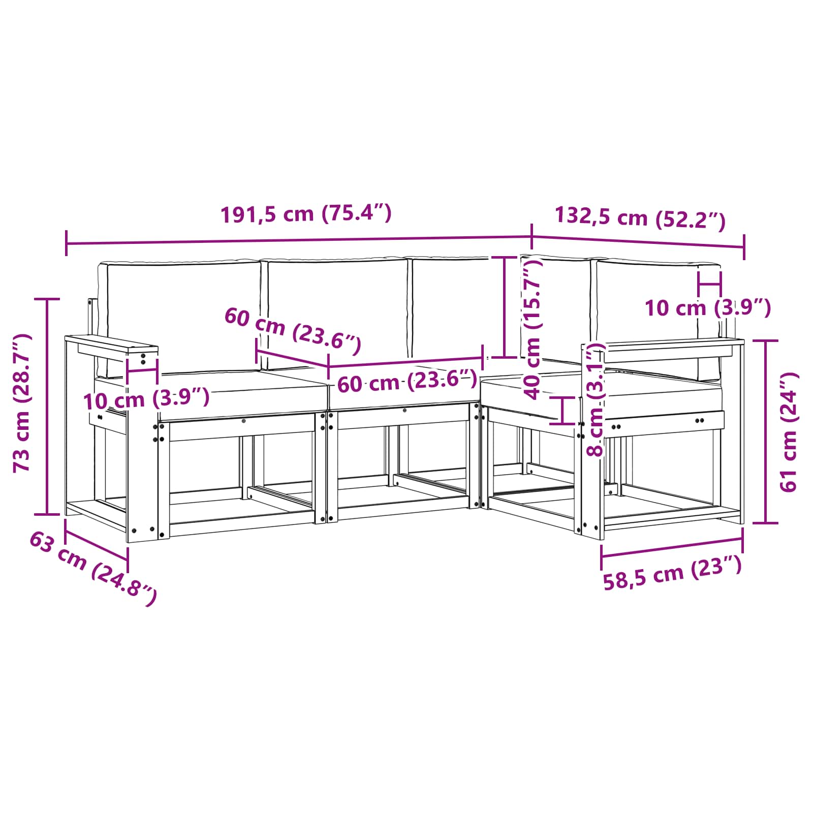 Set vanjskih sofa s jastukom 4 pcs Bijela i antracit
