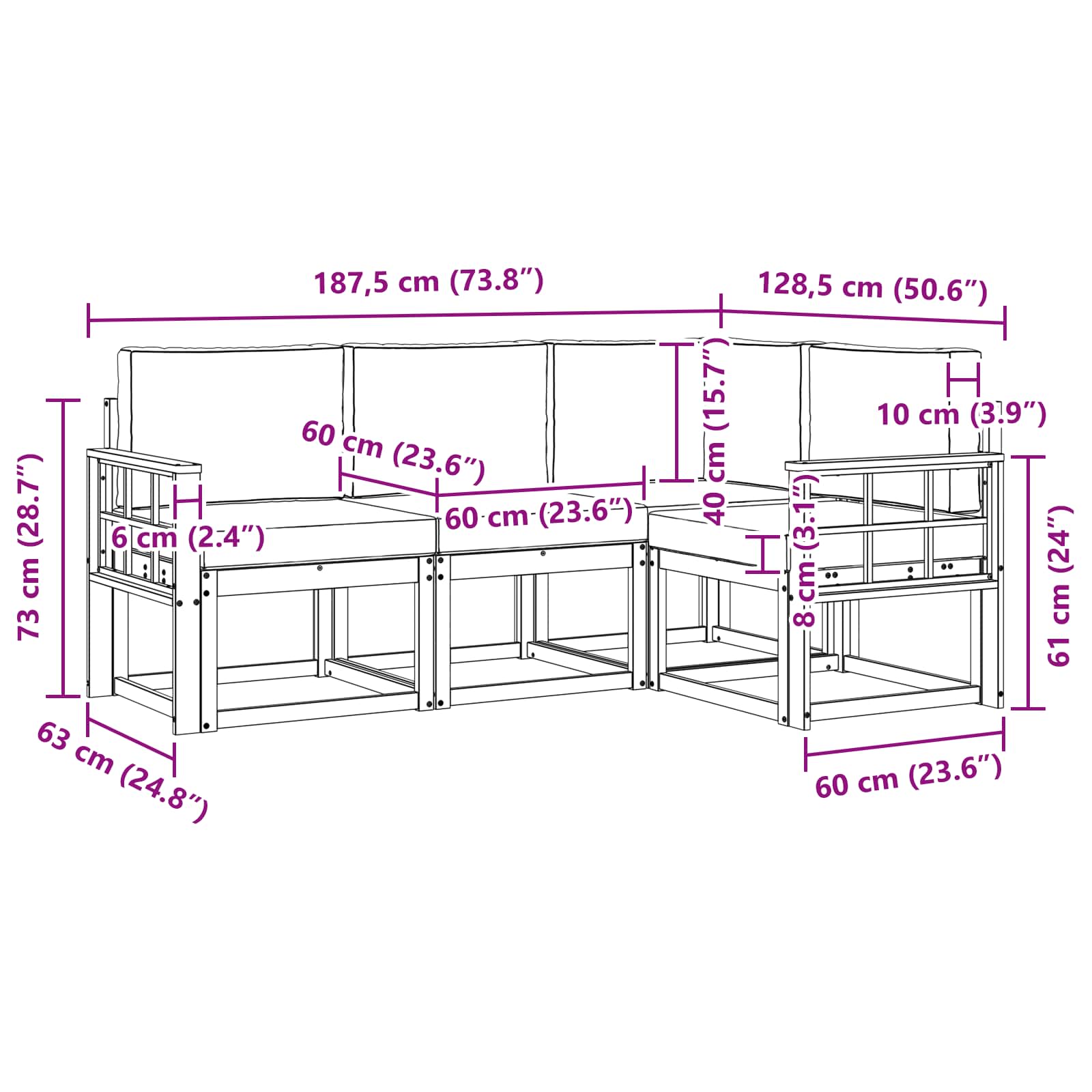 Set vanjskih sofa s jastukom 4 pcs Bijela i antracit