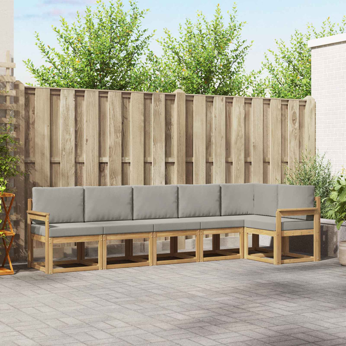 Set vanjskih sofa 6 kom. Bijela i svjetlosiva Smeđa 306 x 126,5 x 73 cm