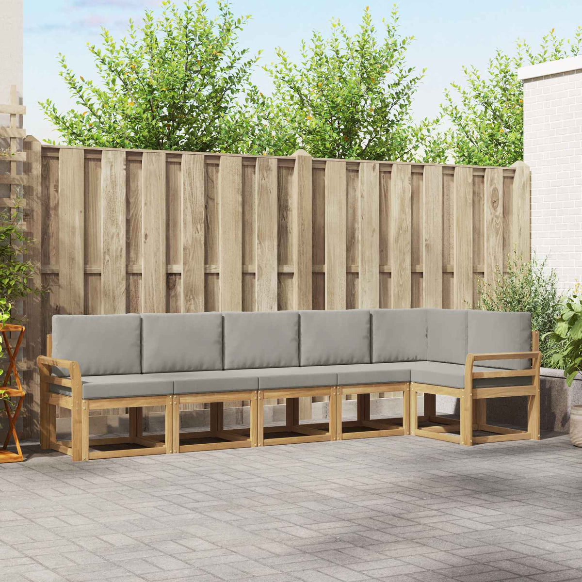Set vanjskih sofa 6 kom. Bijela i svjetlosiva Smeđa 308 x 130,5 x 73 cm