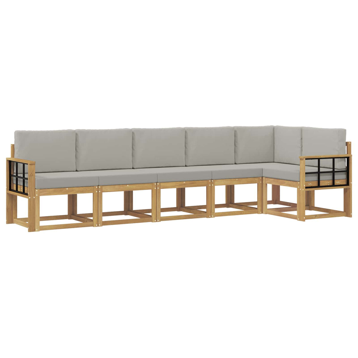 Set vanjskih sofa 6 kom. Bijela i svjetlosiva Smeđa 306 x 128,5 x 73 cm