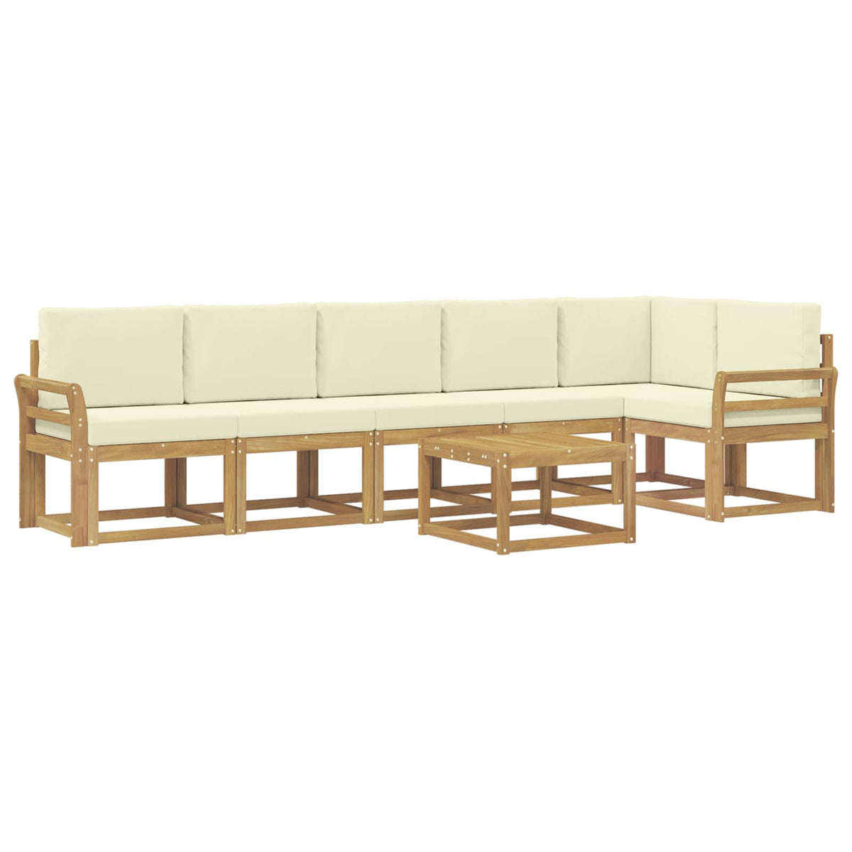 Set vanjskih sofa 7 kom. Bijela i krem Poliester Smeđa 59 x 59 x 37 cm