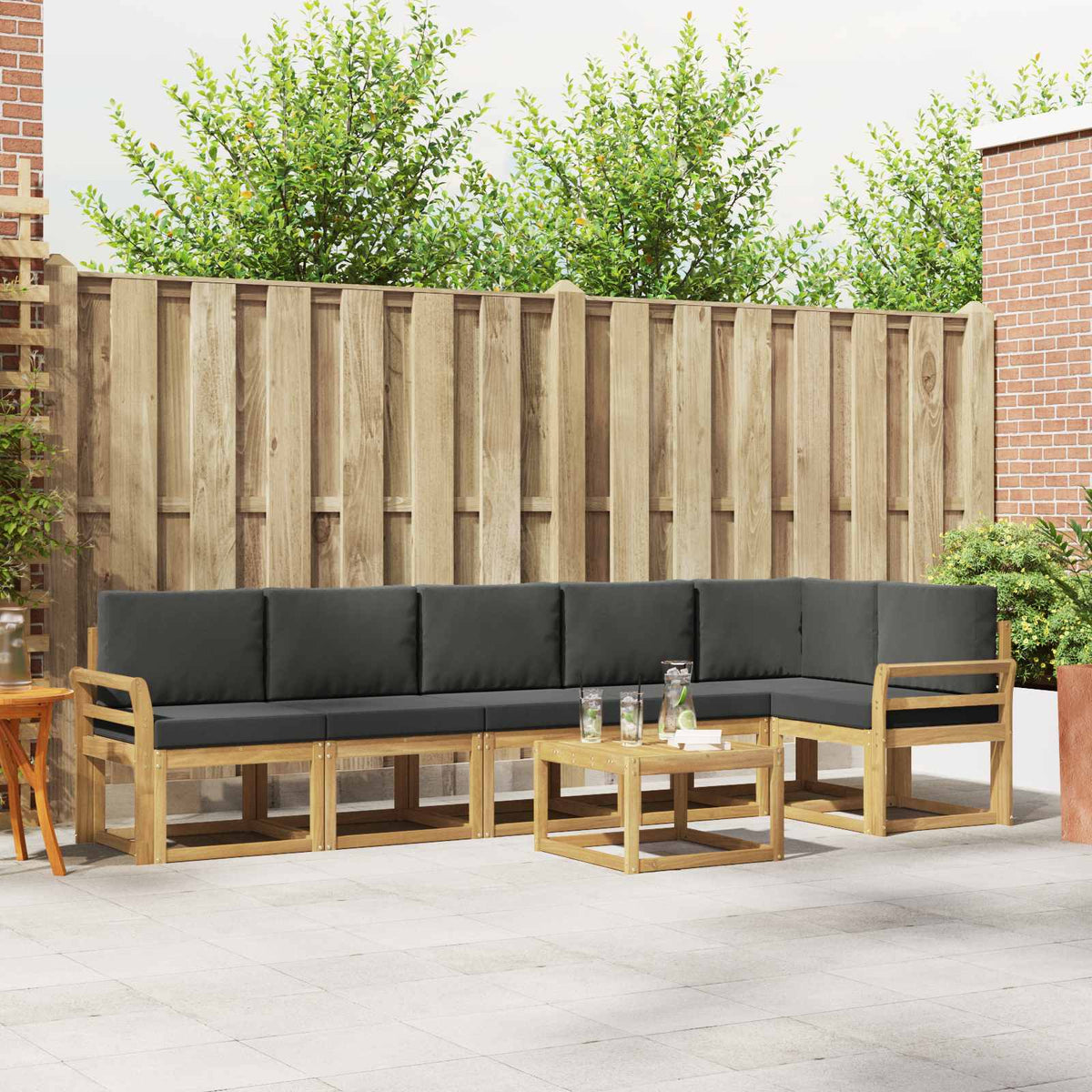 Set vanjskih sofa 7 kom. Bijela i antracit Poliester Smeđa 59 x 59 x 37 cm